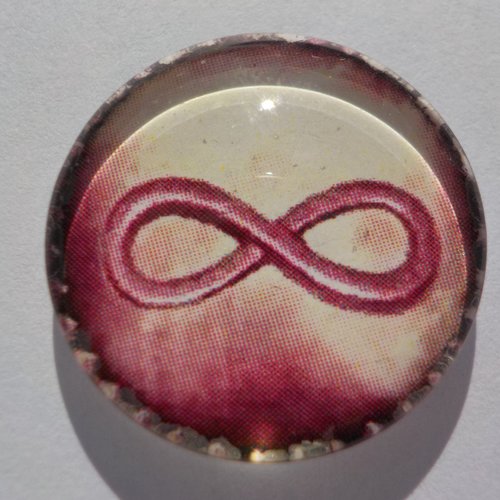 Cabochon de verre signe de l'infini, verre,