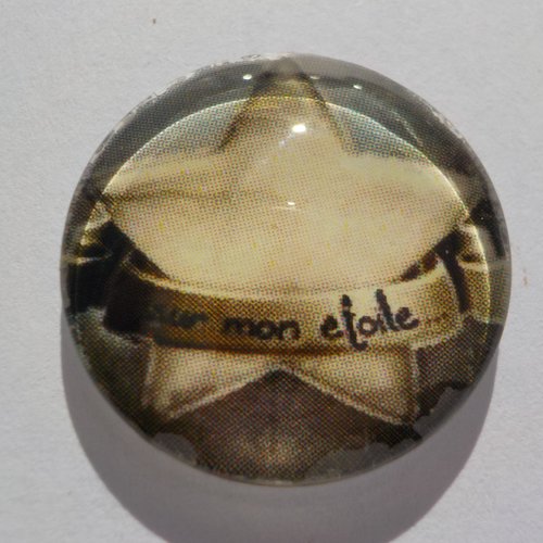 Cabochon de verre étoile, verre, 20 mm,