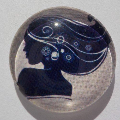 Cabochon de verre femme, rond, 20 mm,