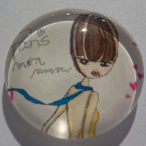 Cabochon de verre, femme, coeur, 20 mm,