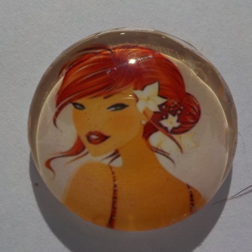 Cabochon de verre rond, visage de femme, 20 mm