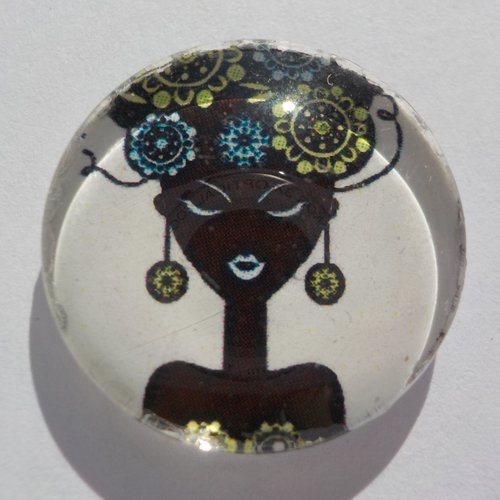 Cabochon de verre femme, rond, 20mm,