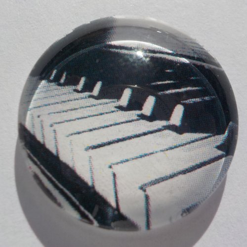 Cabochon de verre, piano, musique, noir, blanc, 20mm