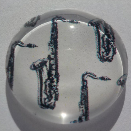Cabochon de verre, trompette, noir, blanc, rond, 20 mm,