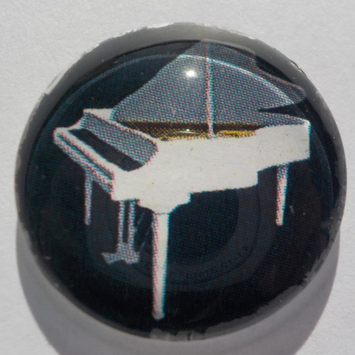 Cabochon de verre piano, rond, 20 mm, noir, blanc,