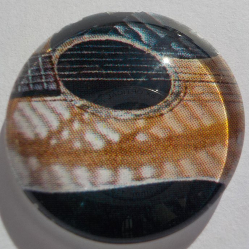 Cabochon de verre, guitare, musique, rond, 20 mm, noir, marron