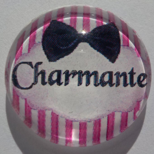 Cabochon de verre avec son image d'écritures charmante, 20 mm,