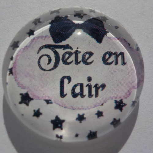 Cabochon de verre 20 mm, avec son image d'écritures tête en l'air