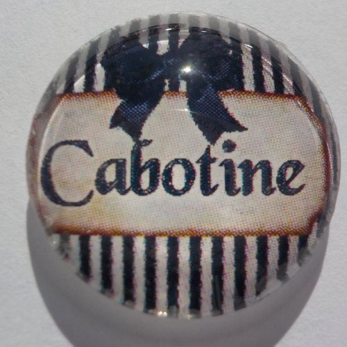 Cabochon cabotine, rond, verre, 20 mm, noir, beige,