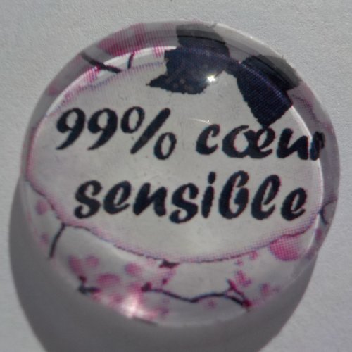 Cabochon de verre 99% coeur sensible, 20 mm,