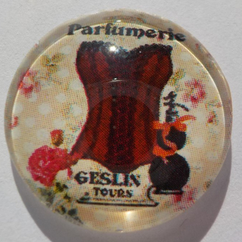Cabochon de verre en 25 mm avec son image de buste de femme