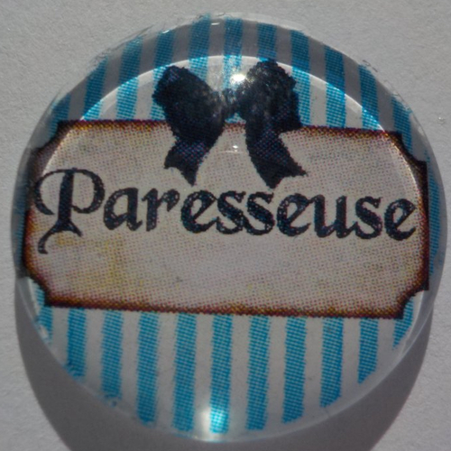 Cabochon de verre rond en 25 mm, écriture paresseuse