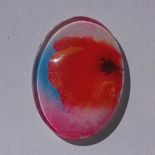 Cabochon de verre ovale 18x25 mm de coquelicot, rouge, noir,