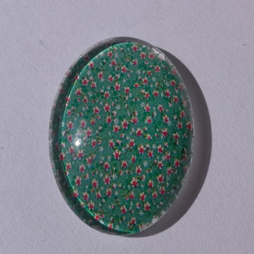 Cabochon de verre ovale 18x25 mm de fleur