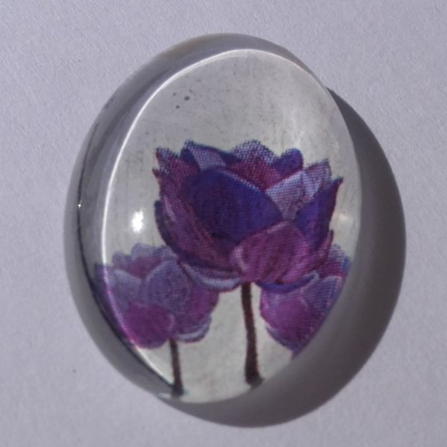Cabochon de verre ovale 18x25 mm fleur, tulipe