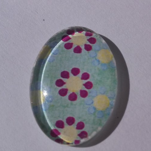 Cabochon de verre ovale 18x25 mm de fleur