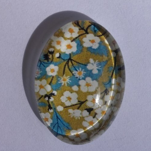 Cabochon de verre ovale 18x25 mm de fleur liberty