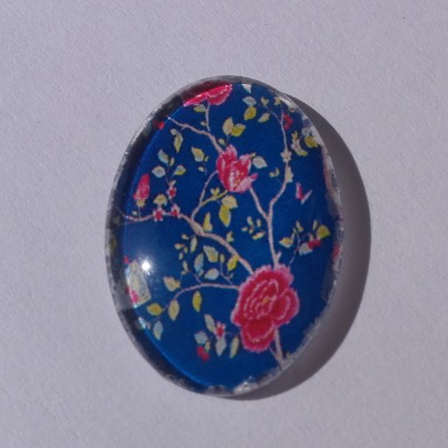 Cabochon de verre ovale 18x25 mm de fleurs