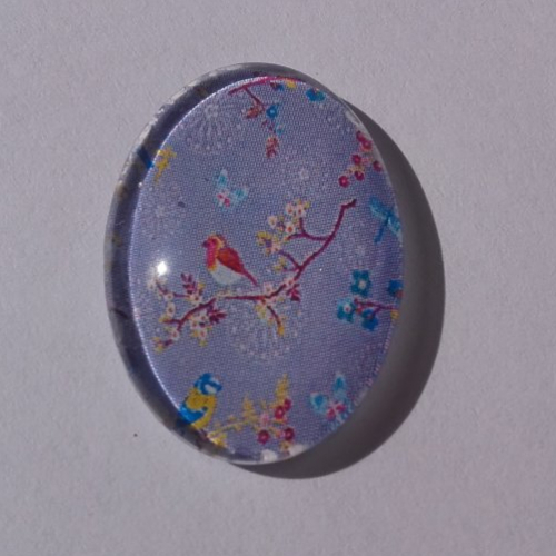 Cabochon de verre ovale 18x25 mm, oiseau