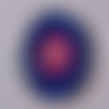 Cabochon de verre, mandala, bleu, rose, blanc, ovale, 25x18 mm