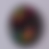 Cabochon de verre, arabesques, multicolore, ovale, 25 x 18 mm