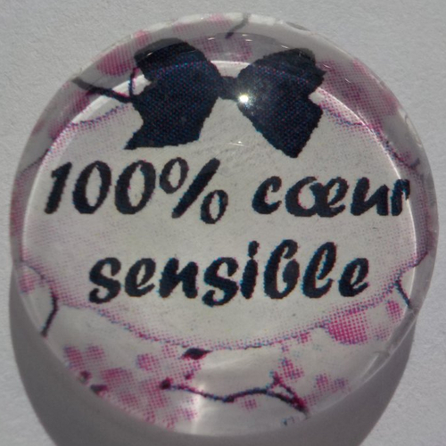 Cabochon de verre 100 % coeur sensible