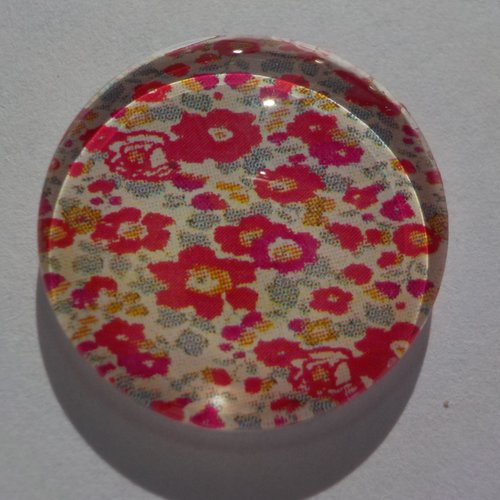 Cabochon, fleurs liberty, multicolore, verre, rond, 20 mm