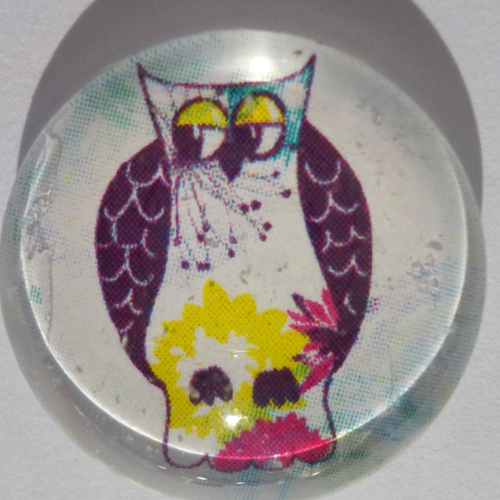 Cabochon, hibou, verre, rond, 20 mm