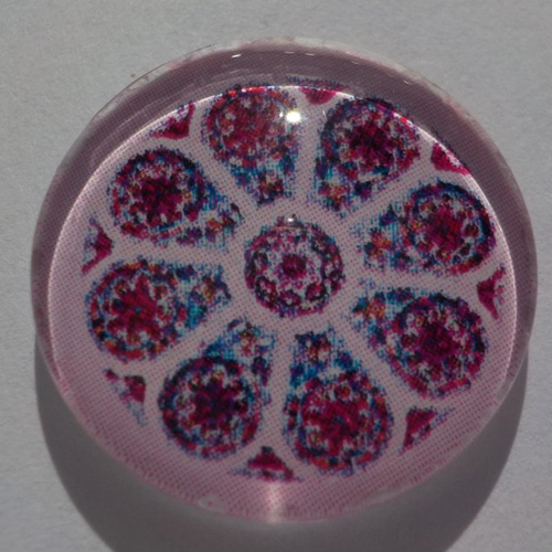 Cabochon, mandala, multicolore, verre, rond, 20 mm