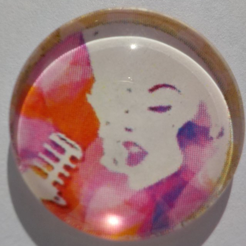 Cabochon chanteuse, verre, rond, 20 mm