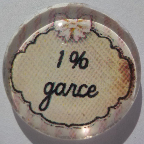 Cabochon, 1% garce, verre, rond, 20 mm