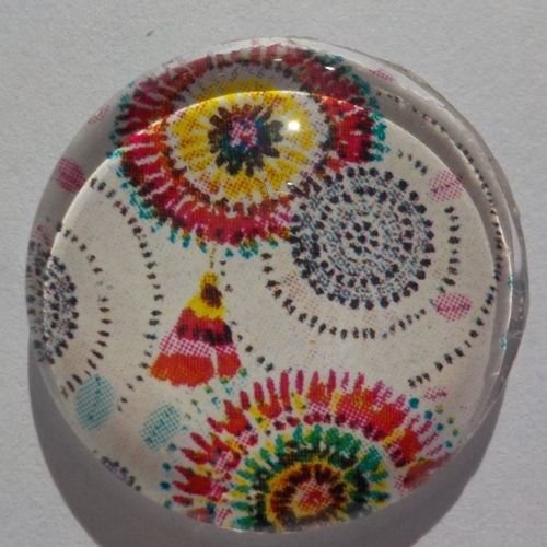Cabochon multicolore, verre, rond, 20 mm