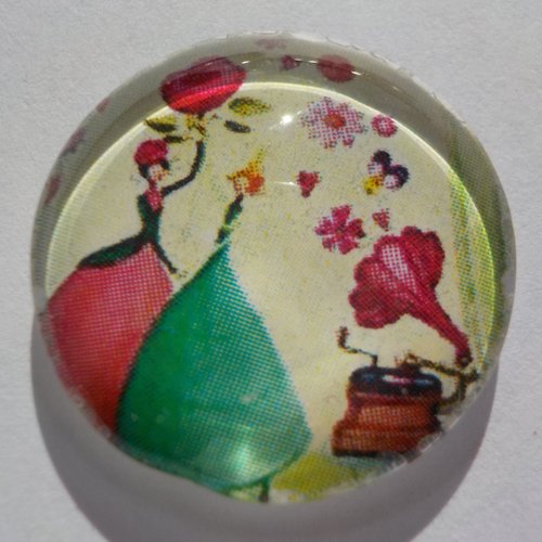Cabochon de femmes qui dansent, verre, rond, 20 mm