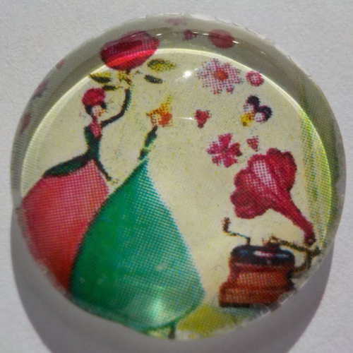Cabochon de femmes qui dansent, verre, rond, 25 mm