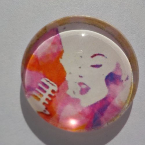 Cabochon chanteuse, verre, rond, 25 mm