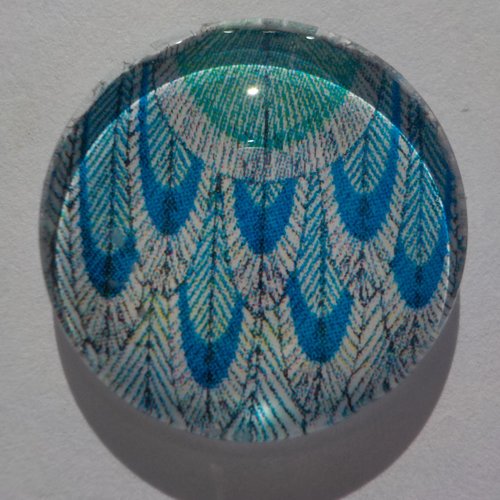 Cabochon avec imprimé africain, bleu, verre, rond, 25 mm