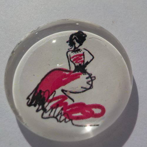 Cabochon, femme, mode, verre, rond, 25 mm