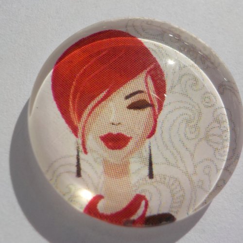 Cabochon de verre femme, 25 mm, rond,