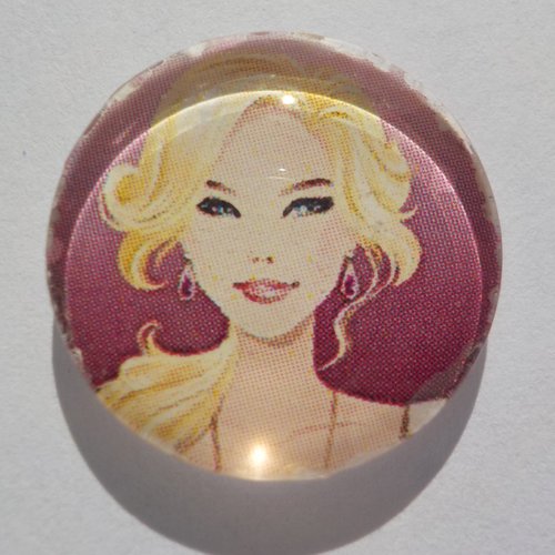 Cabochon de verre femme, 25 mm, rond, verre,