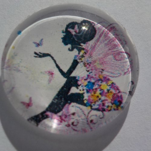 Cabochon de verre fée, 25 mm, multicolore,