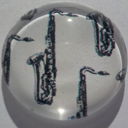 Cabochon de verre, trompette, noir, blanc