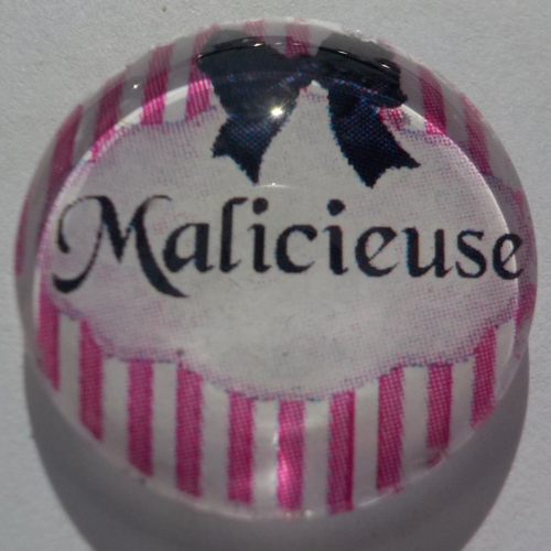 Cabochon de verre avec son image d'écriture malicieuse- 25 mm