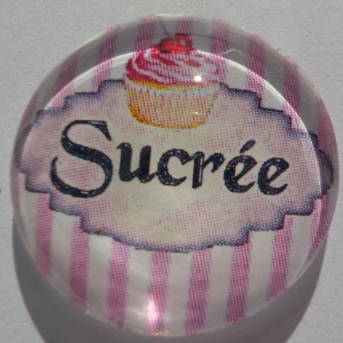 Cabochon de verre avec son image d'écriture sucrée - 25 mm