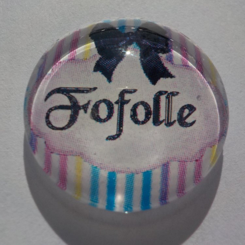 Cabochon de verre avec son image fofolle avec un fond à rayures