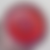 Cabochon de verre, plat, rond, 25 mm, mandala, multicolore, rouge