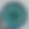 Cabochon de verre, plat, rond, 25 mm, mandala, bleu, turquoise