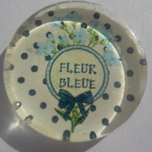 Cabochon de verre, plat, rond, 25 mm, image, dessin, fleur liberty, vert