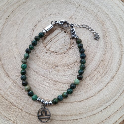 Bracelet turquoise africaine et signe astrologique balance