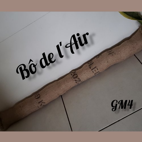 Boudin de porte déco toile de jute revalorisée et galon franges naturel -gm4