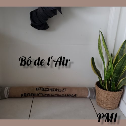 Boudin de porte déco toile de jute et toile à matelas vintage revalorisées-pm1